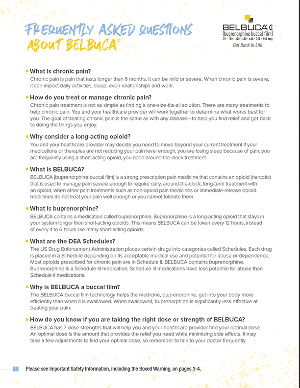 Belbuca Frequently Asked Questions